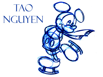 Tao Nguyen's Mickey Mouse Ice Skating Drawing
