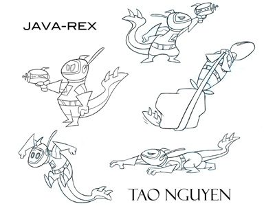 Tao Nguyen's Java-Rex Character Design alien animation cartoon characterdesign comicart conceptart illustration outerspace scifi sketchdrawing taonguyen