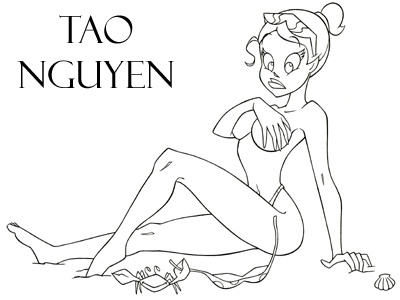 Tao Nguyen's Beach Girl Drawing animation beach bikini cartoon characterdesign conceptart crab girl illustration sketchdrawing sunbathing taonguyen