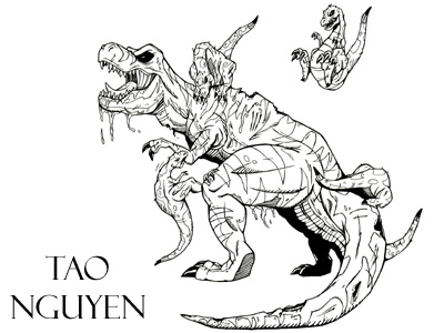 Tao Nguyen's T-Rex Drawing cartoon characterdesign comicart conceptart dinosaur illustration jurrassicpark raptors sketchdrawing taonguyen trex