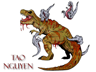 Tao Nguyen's T-Rex Colored Drawing animation cartoon characterdesign comicart conceptart dinosaurs illustration jurrassicpark raptors sketchdrawing taonguyen trex