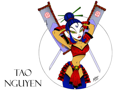 Tao Nguyen's Samurai Girl Colored Drawing 1 animation animemanga cartoon characterdesign conceptart girl illustration samurai shi sketchdrawing taonguyen warrior