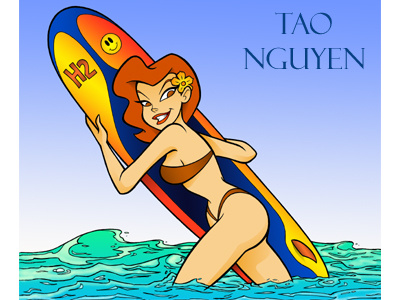 Tao Nguyen's Surfer Girl Colored Drawing