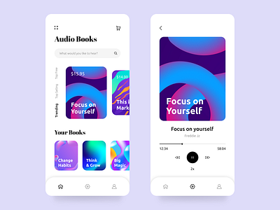 Audio Books android app audio audiobook audiobooks audioplayer book clean design ios ui uiux ux