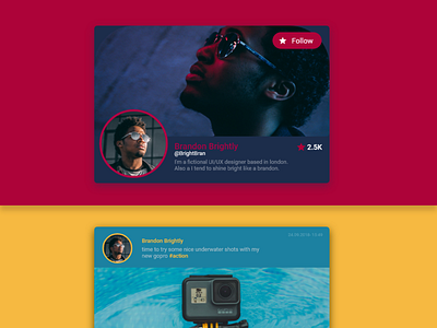 Social Profile Colorful Cards #DailyUI #006