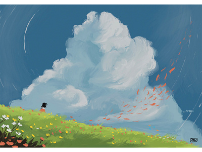 A Ghibli Spring design graphic design illustration minimal vector