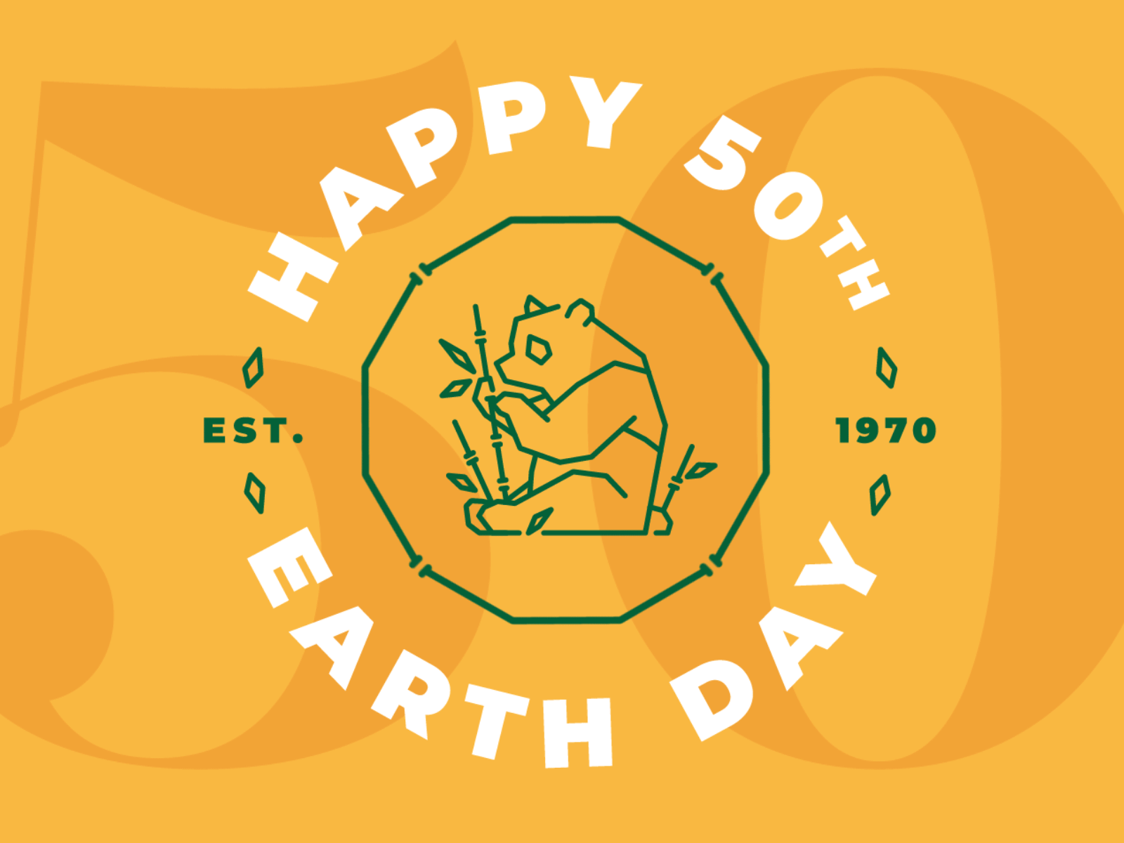 Happy Earth Day! anniversary badge bamboo earth earth day earthday environment gif panda seal yellow