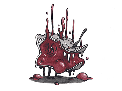 Scary Cherry blood cherry dessert halloween illustration inktober monster pie sticker stickermule