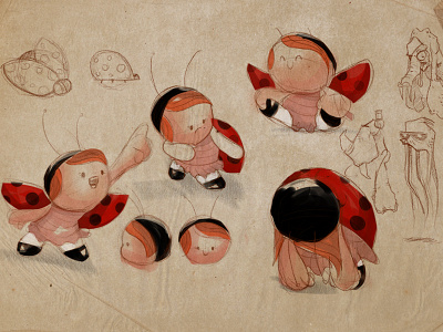 Ladybug character design cute hand drawn illustration ladybug sketch