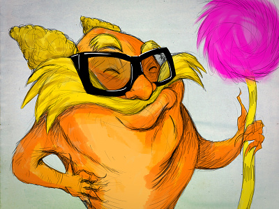 Danny DeLorax caricature character character design digital doodle dr. seuss hippie illustration orange sketch sketch dailies trees