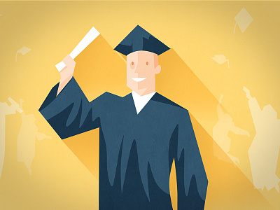 The Graduate cap and gown education graduation illustration shadow texture yellow