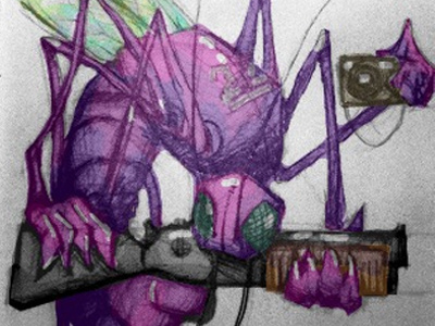 Mosquito Infantry Camera character design gun insect iphone color mosquito pencil sketch weekly art theme