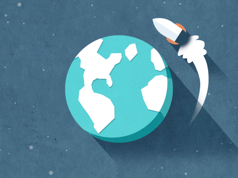 The Globerocket Animated animation gif globe illustration rocket texture vector world