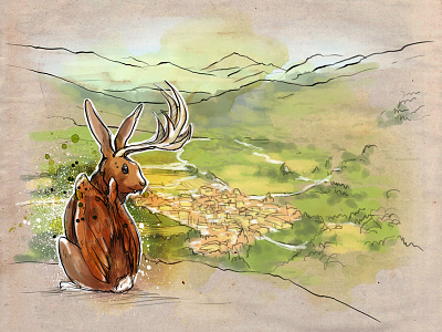 Bruvania As It Was book colorful digital drawing fantasy illustration landscape legend restaurant sketch watercolor