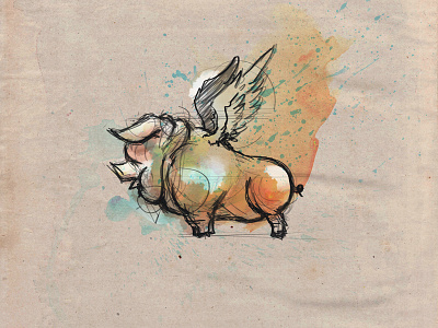 The Blitz Schwein book character colorful digital drawing fantasy illustration legend pig restaurant sketch watercolor