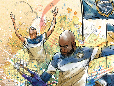 Jacksonville Armada Cultural Arts Gameday Poster collage colorful digital drawing football illustration poster sketch soccer watercolor
