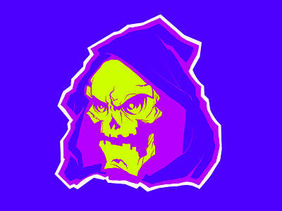 Laughing Neon Skull Head character character design digital drawing illustration motu neon skeletor skull