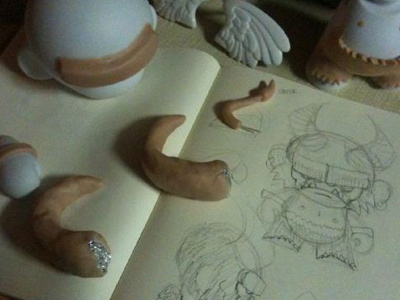 Fallen Angel Sketches angel character devil horns plastic sculpey sketch toy vinyl wings