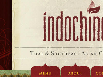 Indochine Website Snippet header layout menu natural pattern red texture website