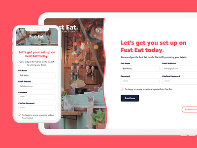 Fest Eat - Sign Up design figma form design forms onboarding responsive design sign up typography ui ux web website