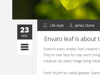 Blog post blog envato gren leaf post psd theme