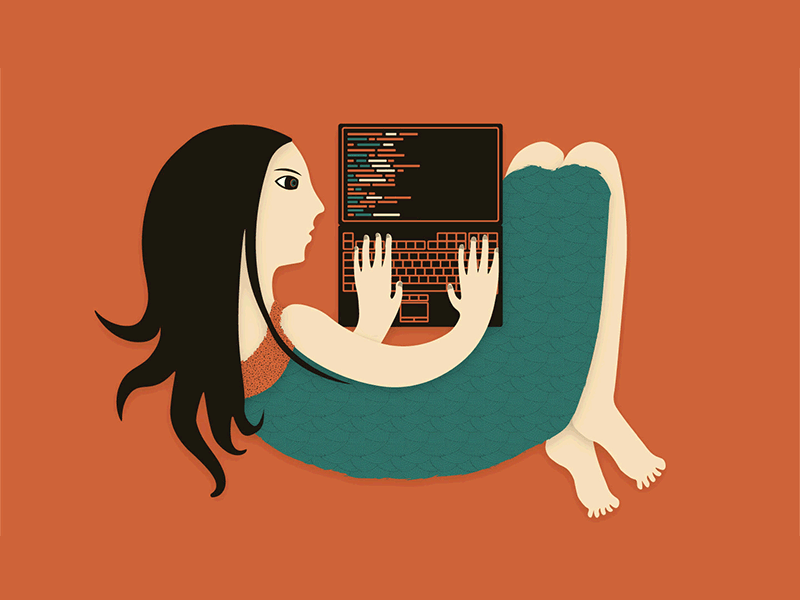 Autoportrait animation autoportrait code gif girl laptop orange
