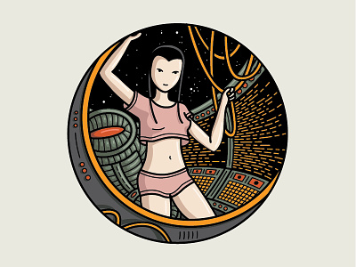 Routine works astronomy code cosmos design hud illustration sci fi science space spaceship ui woman