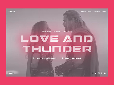 Thor: Love and Thunder Web Page Scroll action movie animation design jane foster marvel marvel 2022 marvel comics marvel comics thor marvel movies marvel studios motion graphics thor thor 2022 thor love and thunder thor odinson ui ui design web design website