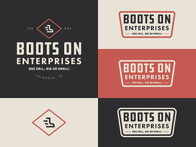 Boots On badge boot boots brand identity branding design enterprise enterprises icon logo patch vector