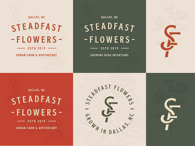 Steadfast Flowers apothecary branding farm flower flower logo flowers logo monogram typogogrphy