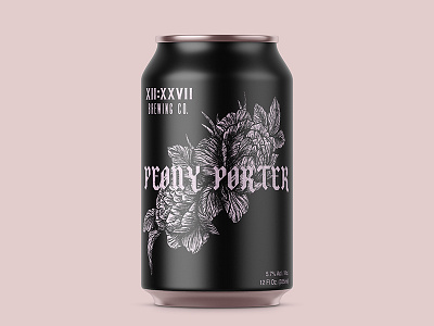 Peony Porter beer can flower illustration peony pink porter