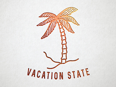 Vacation State | Tree beach letterpress palm tree palmetto stamp state vacation