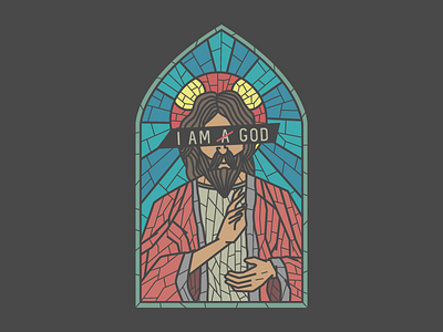 I am God god i am icon jesus john stained glass