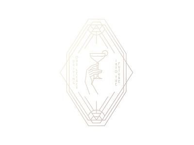 Driving Our Legacy Into the Future art deco badge border cocktail deco drink driving glass gold hand illustration line art mono line