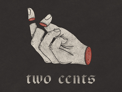 Two Cents 2 blackletter cents cut halftone hand illustration line art procreate sketch two two cents