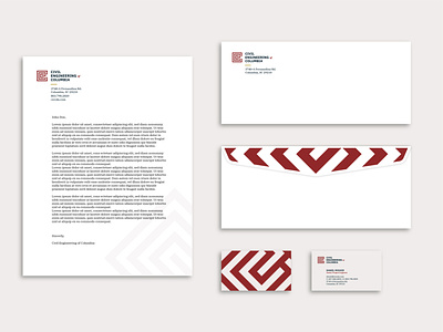 CEC - Stationery brand branding business card civil columbia engineering identity implementation maze pattern road sc stationery
