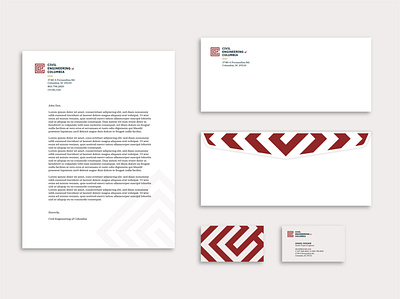 CEC - Stationery brand branding business card civil columbia engineering identity implementation maze pattern road sc stationery