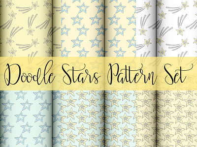 Doodle Stars Pattern Set 3d animation app blue and gray pattern set branding design doodle stars pattern set graphic design illustration logo motion graphics ui