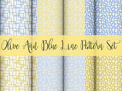 Olive And Blue Line Pattern Set