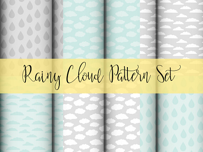 Rainy Cloud Pattern Set 3d animation app blue and gray pattern set branding design graphic design illustration logo motion graphics rainy cloud pattern set ui