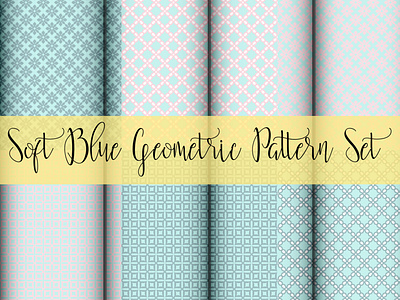 Soft Blue Geometric Pattern Set