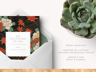 Invitation Card art licensing asian graphics branding design design tools flat design floral graphics floral patterns flowers graphic resources illustration japanese culture japanese design japanese flowers jpg png vectors