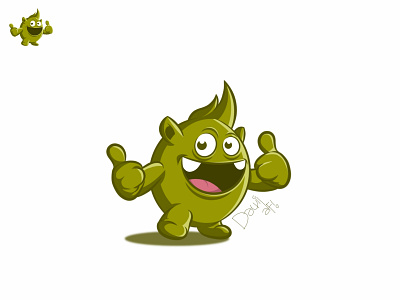 Green 2 cartoon character green illustration logo mascot monster vector