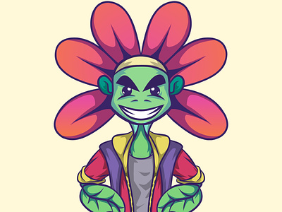 Flower cartoon logo character