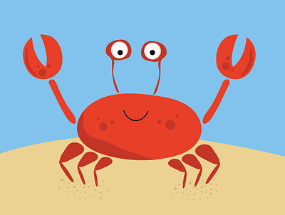 Crab adobe illustrator graphic design illustration motion graphics red sand water