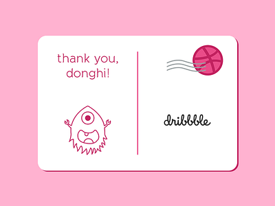 Thank you card dribble illustrartion pink thank you