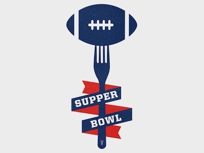 SUPPER BOWL V football fork logo party sb50 superbowl texture vector