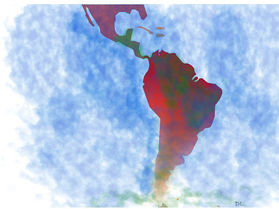 water color map of south america