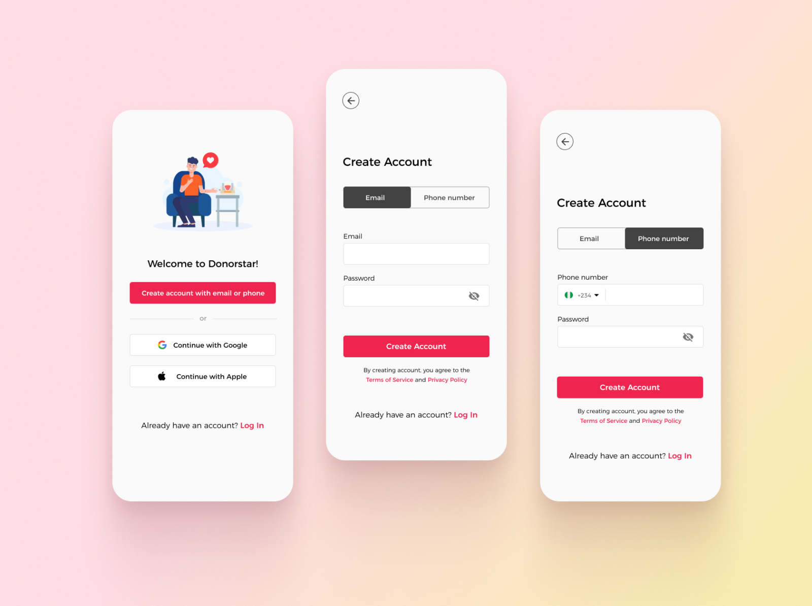 Sign up screens for blood donation mobile app by Anthony Chukwu (UI/UX ...