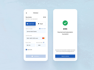 Daily UI #002 - Checkout screens for SaaS mobile app android blue checkout confirmation corporate design ikanthony ios mobile app payment saas ui uiux user interface ux